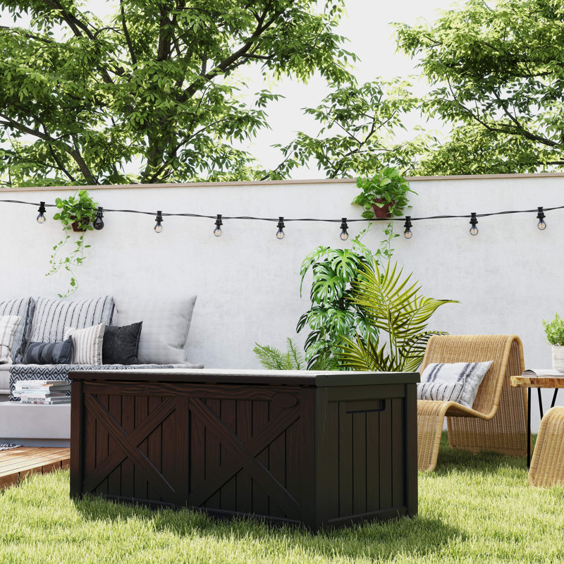 Coffre de terrasse 150 gallons résistant à l'eau - noir, Noir, noir, noir, noir