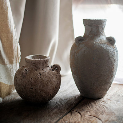 Vase de table en grès intérieur / extérieur brun clair Siegbald