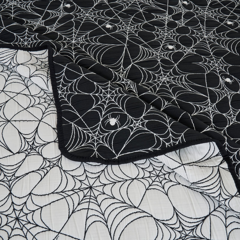 Ensemble de couvre-lit jacquard Spinderella pour l'Halloween, King, Spider