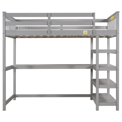 Loft Bed With Storage Shelves And Under-Bed Desk by Harriet Bee