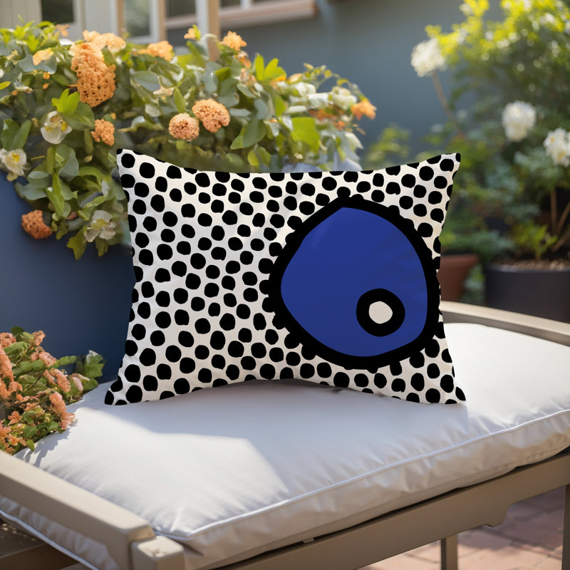 Coussin lombaire réversible intérieur / extérieur Jai Abstract, H 14 po x l 20 po, Marine
