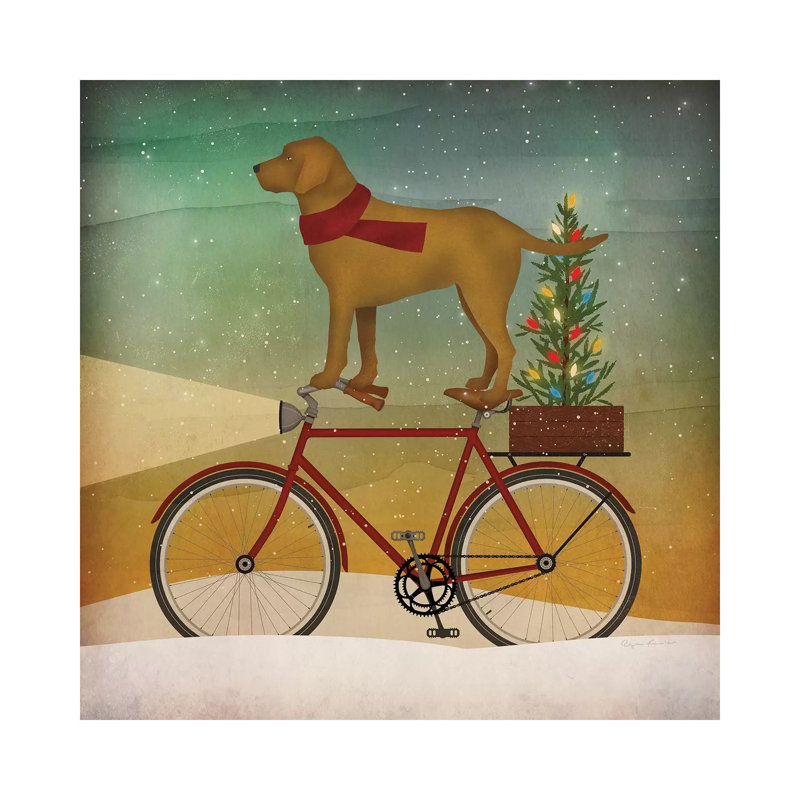 Yellow Lab On Bike Christmas by Ryan Fowler - Gallery-Wrapped Canvas Giclée on Canvas, Canvas