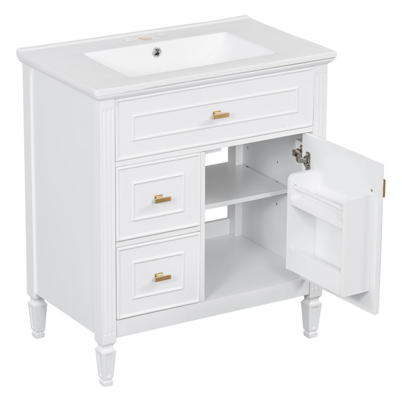 30" Bathroom Vanity with Sink, White