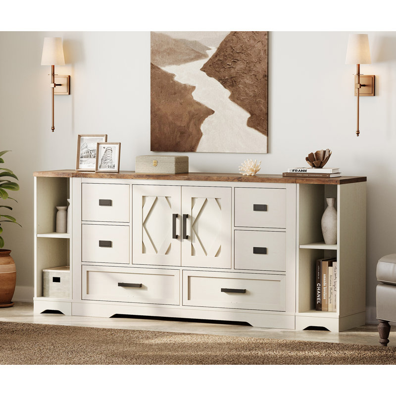 Armoire de rangement Glenford Modern Farmhouse, Brun / Blanc
