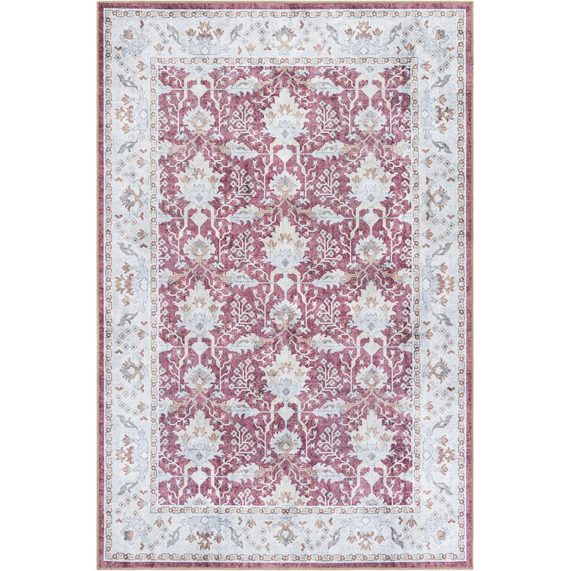 Tapis traditionnel de couleur rouge bourgogne Guljan, Rectangle 6 pi 1 po x 9 pi