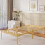 Structure de lit simple en bambou naturel de 14 pouces, style moderne de ton chaud, lit plateforme robuste, conception en forme de vague pour empêcher le matelas de glisser, sans grincement et sans vacillement, sans sommier tapissier nécessaire-836994043