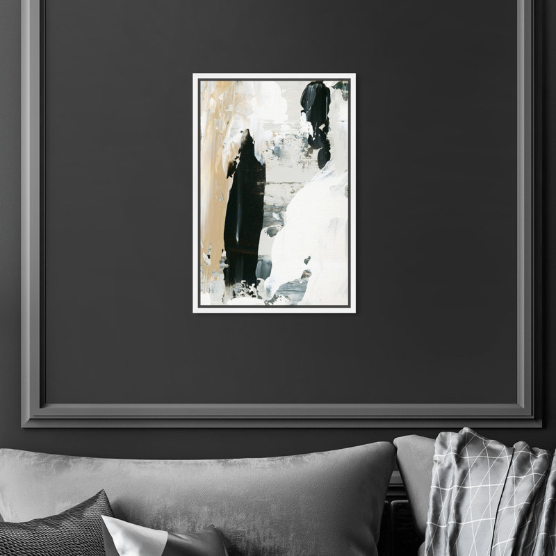Gris chaud - peinture sur toile, H 15 po x l 10 po, Toile avec cadre blanc