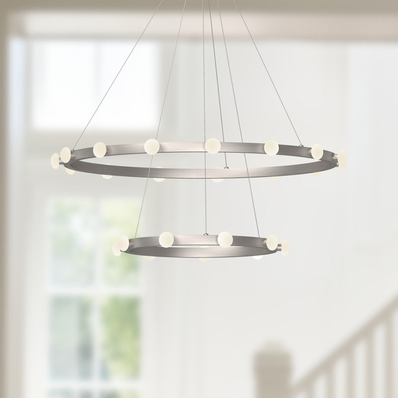 Rezz 24 - Light LED Chandelier, Brushed Nickel