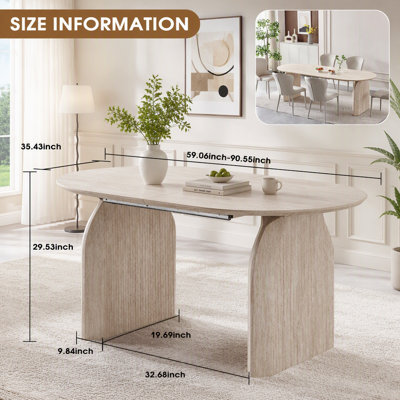 Table de salle à manger extensible en bois ovale avec conception DuDAL