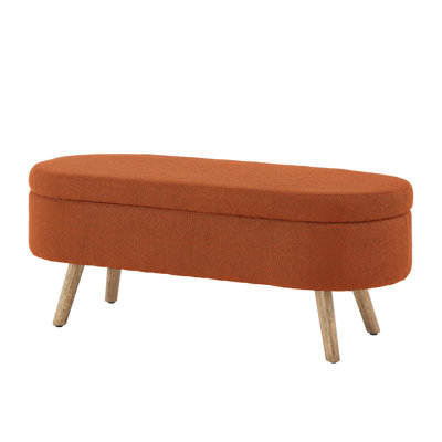Oval Boucle Storage Ottoman Bench