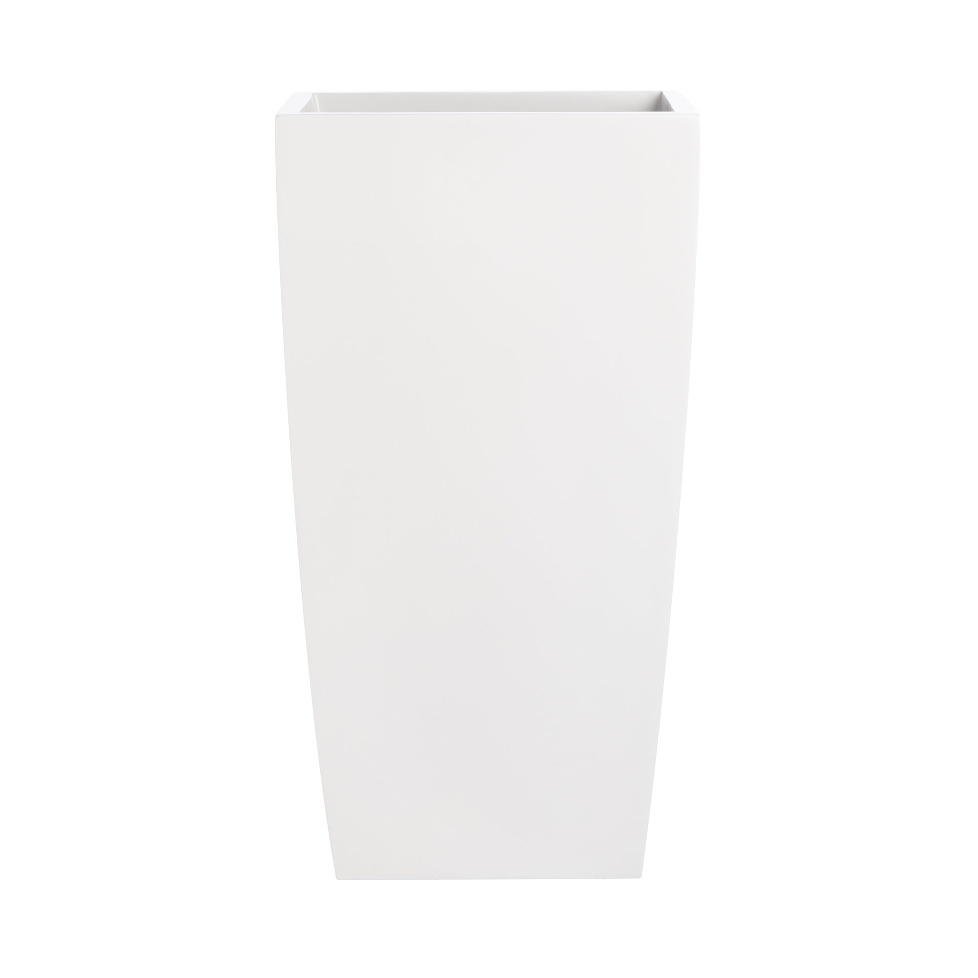Hornell Tall Tapered Square Curved Planter, White, 22.5" H x 12" W x 12" D