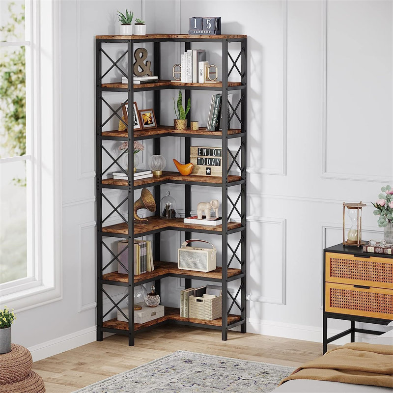 Aizlynn 200cm H x 60cm W Iron Corner Bookcase