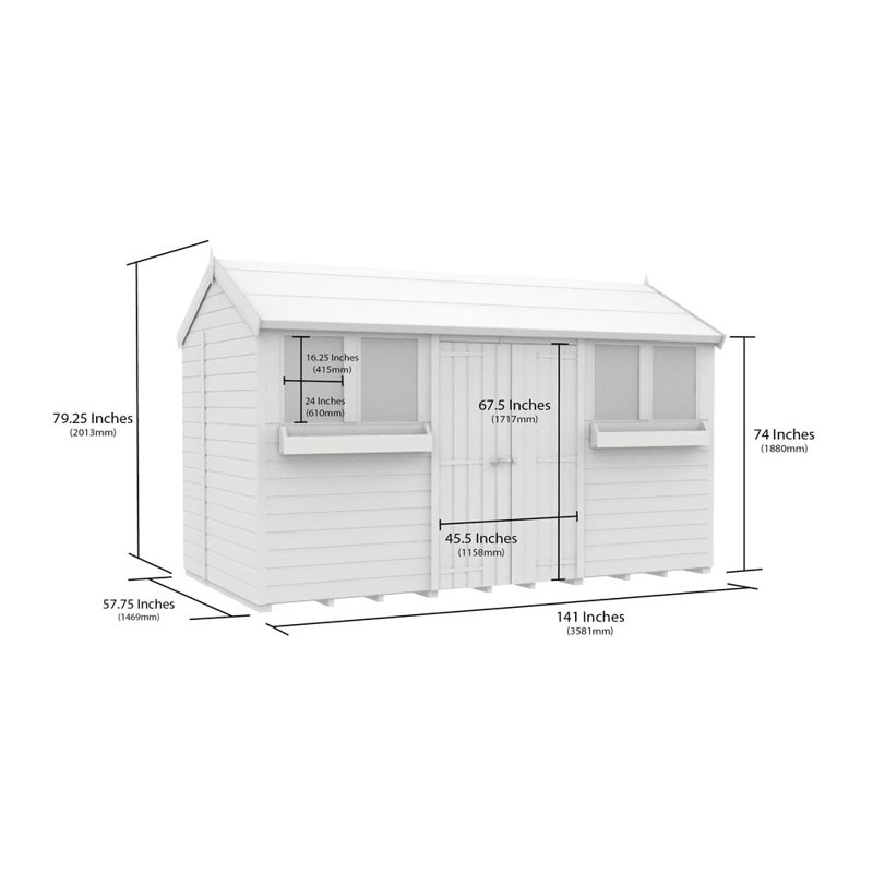 5ft x 14ft Apex Summer Shed