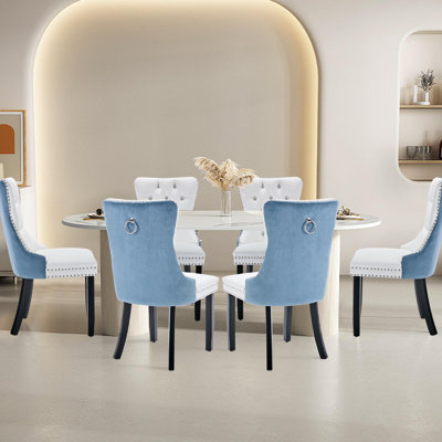 Dining Chairs, Upholstered High-end Tufted Dining Room Chair with Nailhead Back Ring