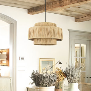 Frese 3 - Light Drum Chandelier with Wrought Iron Accents