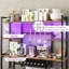 Bakers Rack With Power Outlet And Led Light, Farmhouse Coffee Bar Cabinet