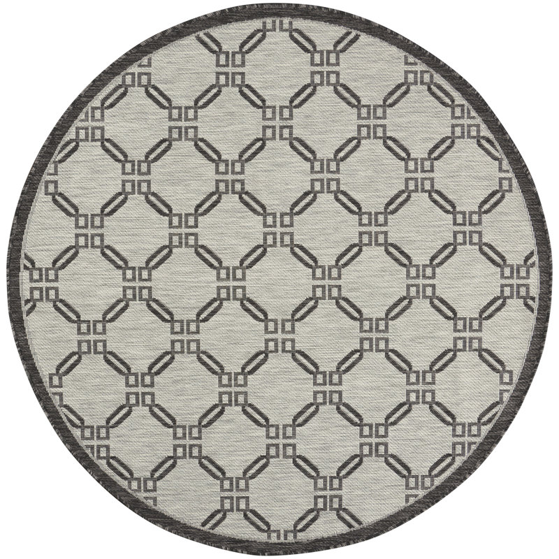 Yony Geometric Indoor / Outdoor Rug, Round 5'3"