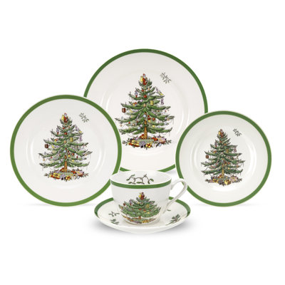 Spode Christmas Tree 5 Piece Place Setting, Service for 1