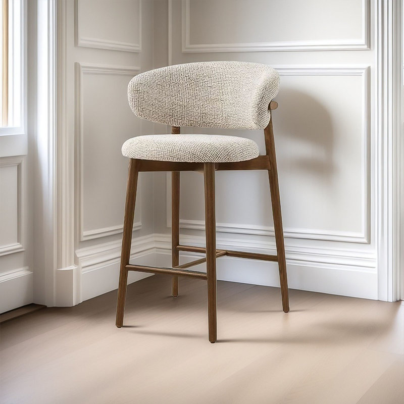 Tabouret de bar moderne en bois massif avec siège rembourré