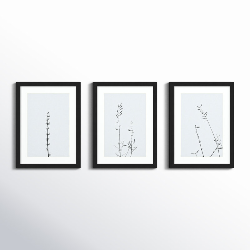 Retro Tennessee Botanical Prints by Adela - 3 Piece Single Picture Frame Photograph Set, Black, 17" H x 43" W x 1" D