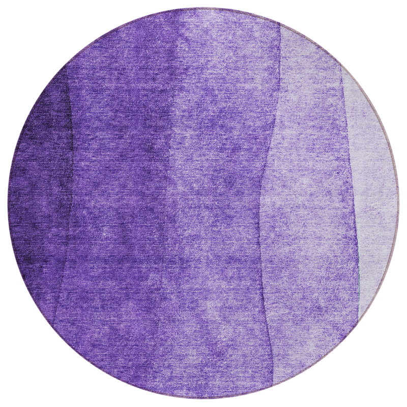 Tapis rond lavable ombre mauve et lavande 8 pi