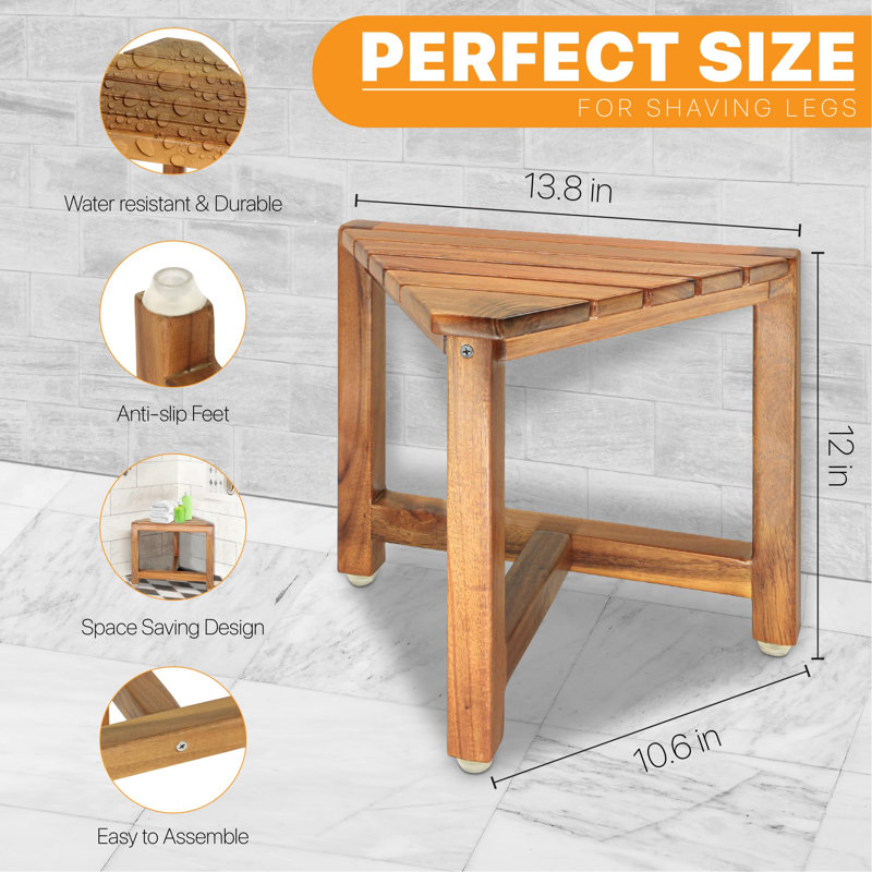Shower Foot Rest 12 In - Shower Stool For Shaving Legs, Small Corner Bathroom Bench Suitable For Small Shower Spaces - Bath Seat, Spa Foot Rest Shaving Stool Corner