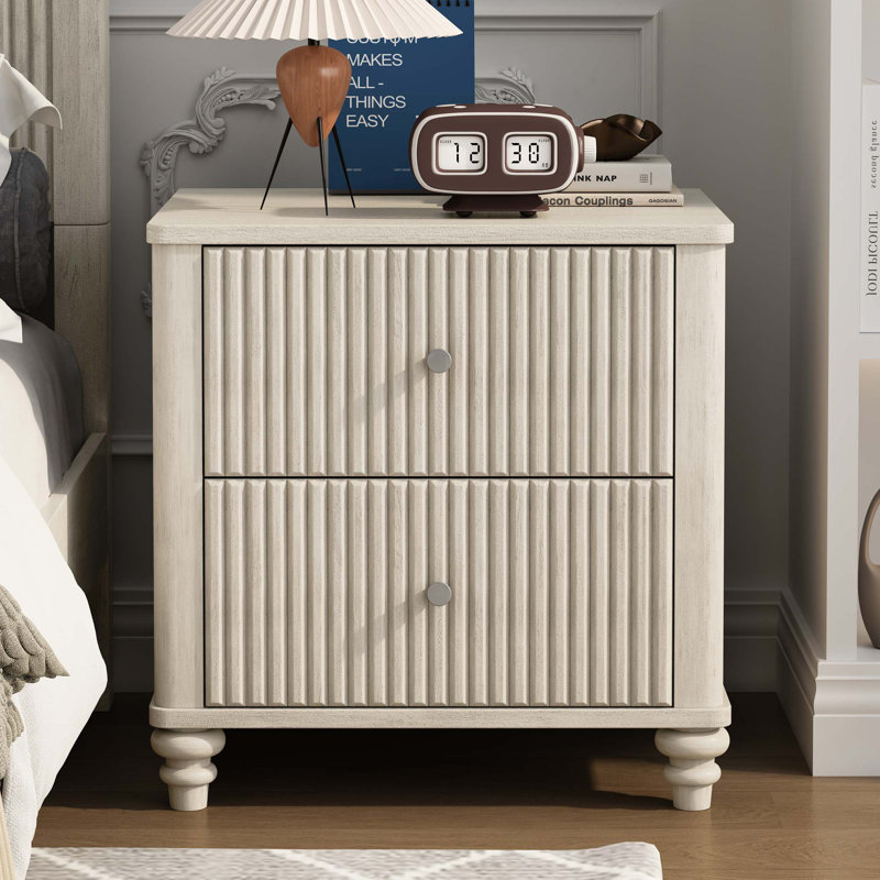 Ensemble de chambre à coucher 3 pièces avec lit et 2 tables de chevet, Beige, Très grand
