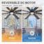 Ventilateur de plafond à 72 pales de 72 po avec lumière et télécommande, moteur à courant continu silencieux réversible à 6 vitesses, lumière DEL 3CCT, ventilateur de salon moderne, finition noire / noyer
