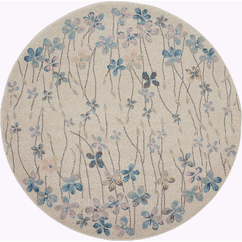 Zaizi Floral Area Rug, Round 5'3"