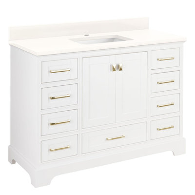 Quen 48" Freestanding Single Basin Vanity Set with Cabinet, Vanity Top