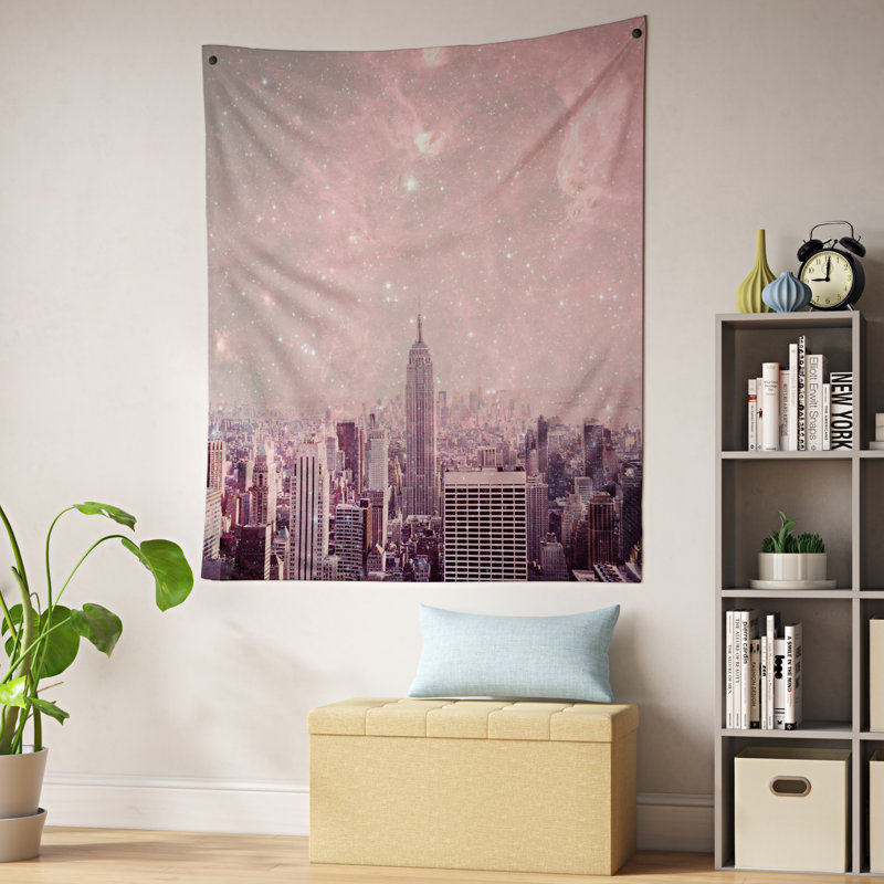 Tapisserie vert recouvrant new york de bianca stardust, H 80 po x l 60 po x P 0,13 po