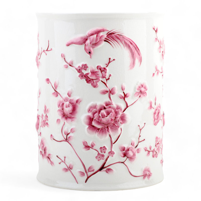 2 Gallons Waste Bin, Pink/White