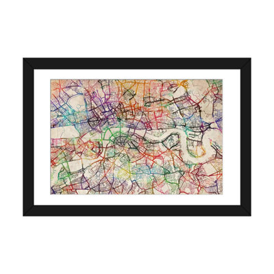«London Map Watercolor» par Michael Tompsett, reproduction sur toile tendue