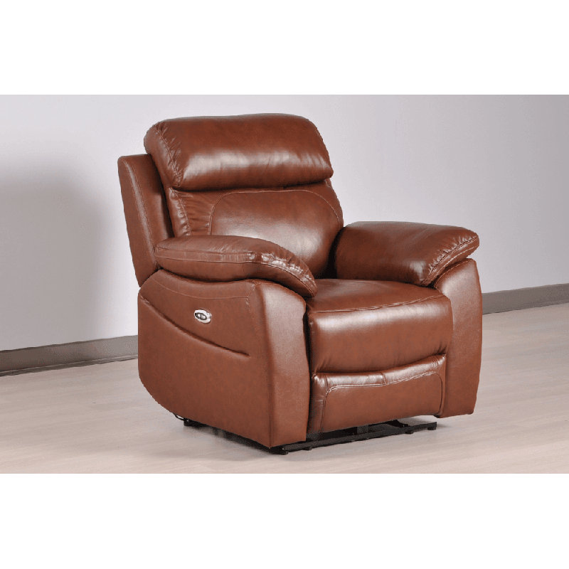 Cesiro Genuine Leather Electric Power Recliner Armchair, Tan