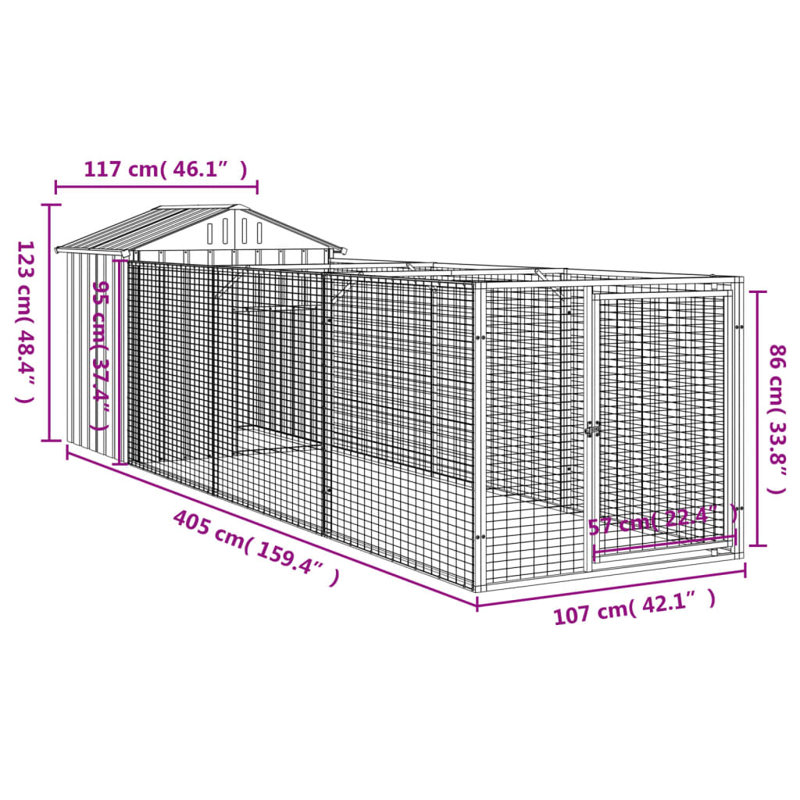 Whigham Dog House, 123 cm H x 117 cm W x 405 cm D, Anthracite