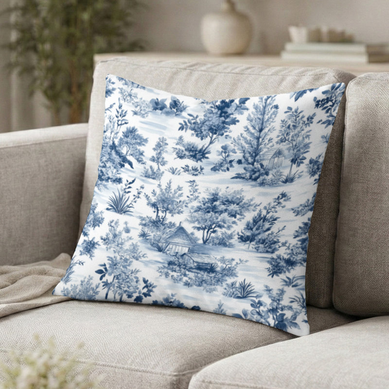 Coussin Country Farmhouse - Blue Cottage, H 18 po x l 18 po