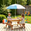 Table de pique-nique en bois pour enfants avec parasol, table d'activité 2-en-1 sable et eau pour jouer sur la terrasse