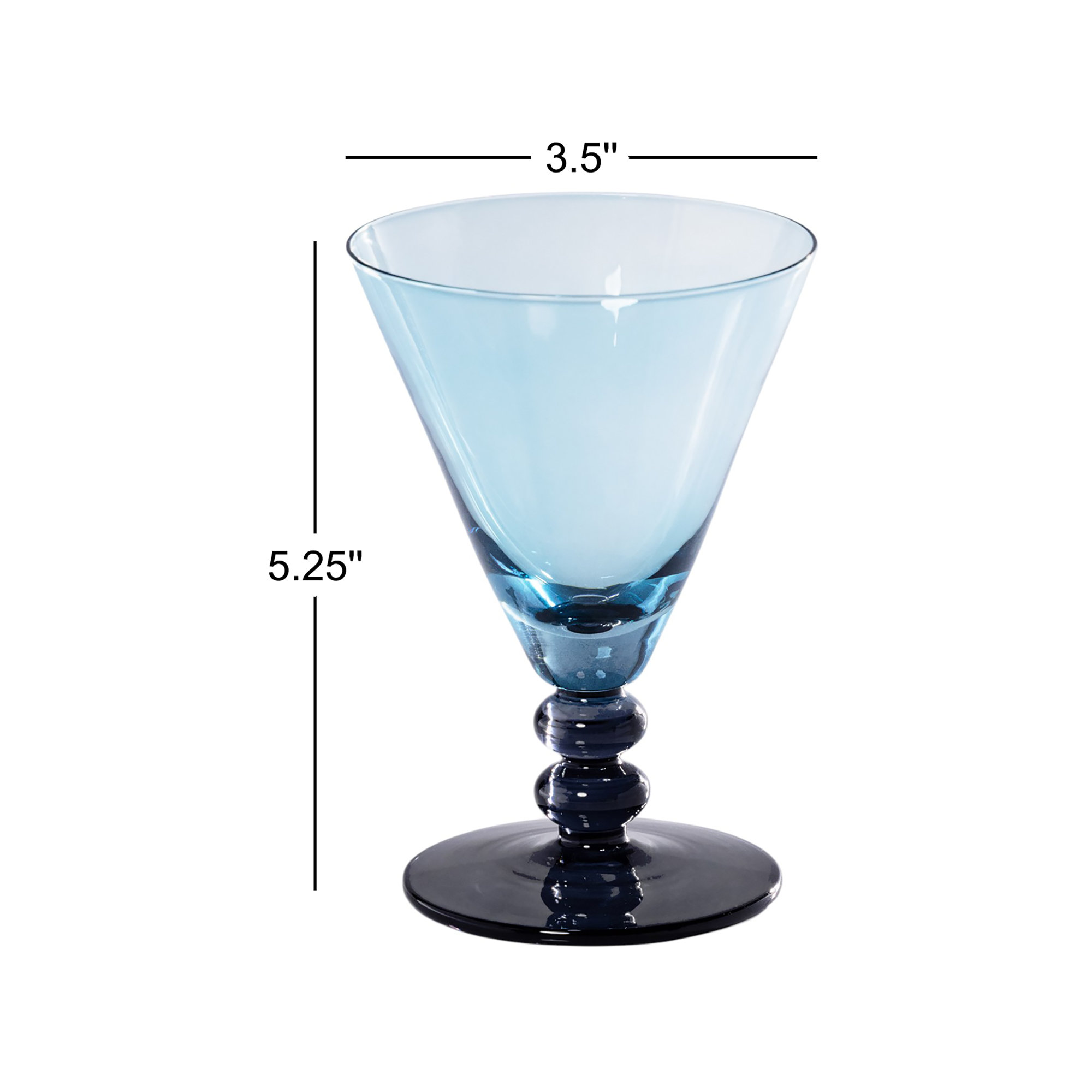 Fusion Two-Tone 6-Piece Cocktail Glass Set, Night Blue / Aqua