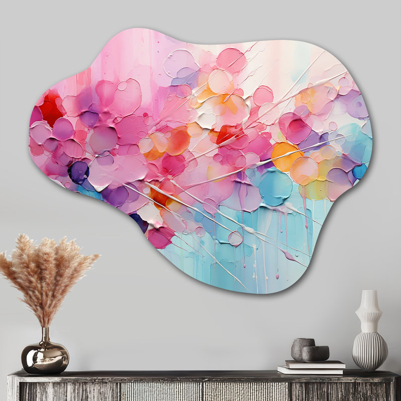 «Rose Blue Pastel Patchwork - Collages abstraits asymétriques, art mural en métal, reproduction de sculpture murale en métal