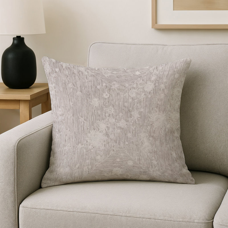 Coussin décoratif intérieur et extérieur Modern, Gris abstrait 66, Carré 18 po