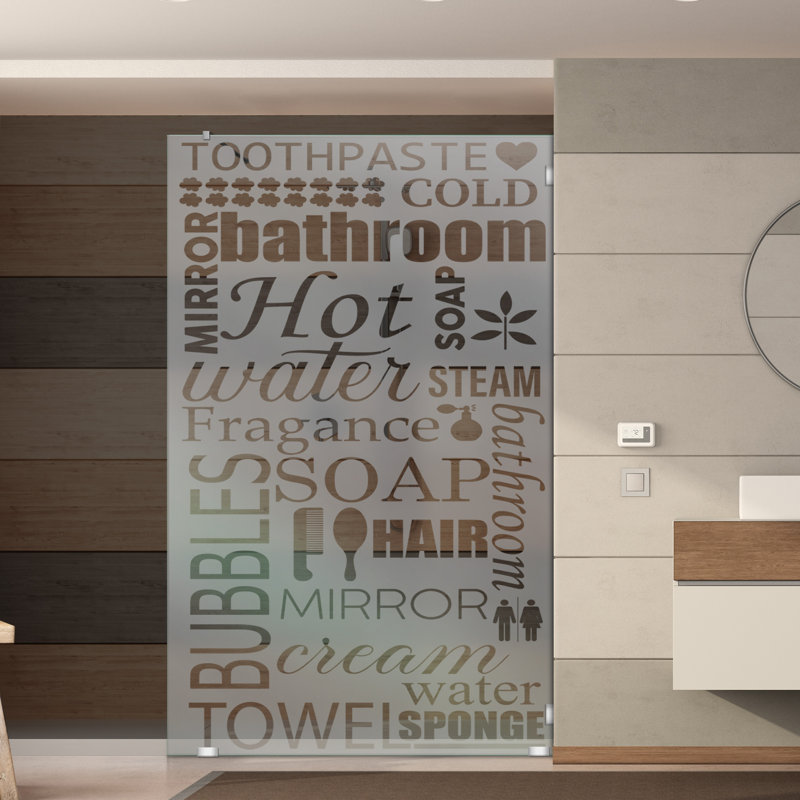 Écran de douche en verre trempé sans cadre avec effet givré permanent l 31 1/2 po x H 75 po, Gauche, Semi-privé