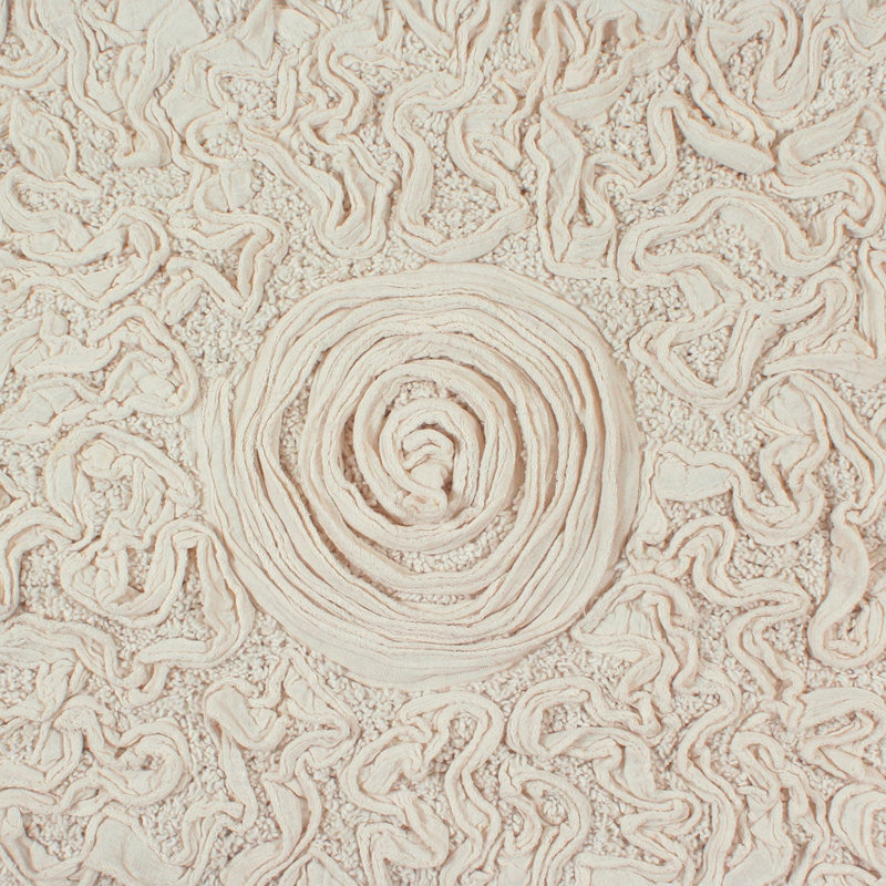 Taki Cotton Round Bath Rug, 22" Round, Ivory