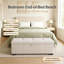 Banc coffre 120 x 45 x 41 cm, en lin beige, avec rangement dissimulé et poignée intégrée-697493029-697493027