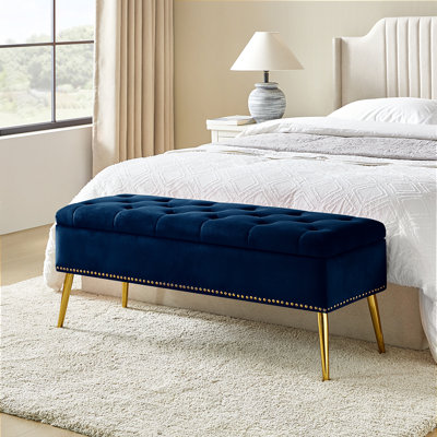 Banc de rangement rembourré en velours Kajana