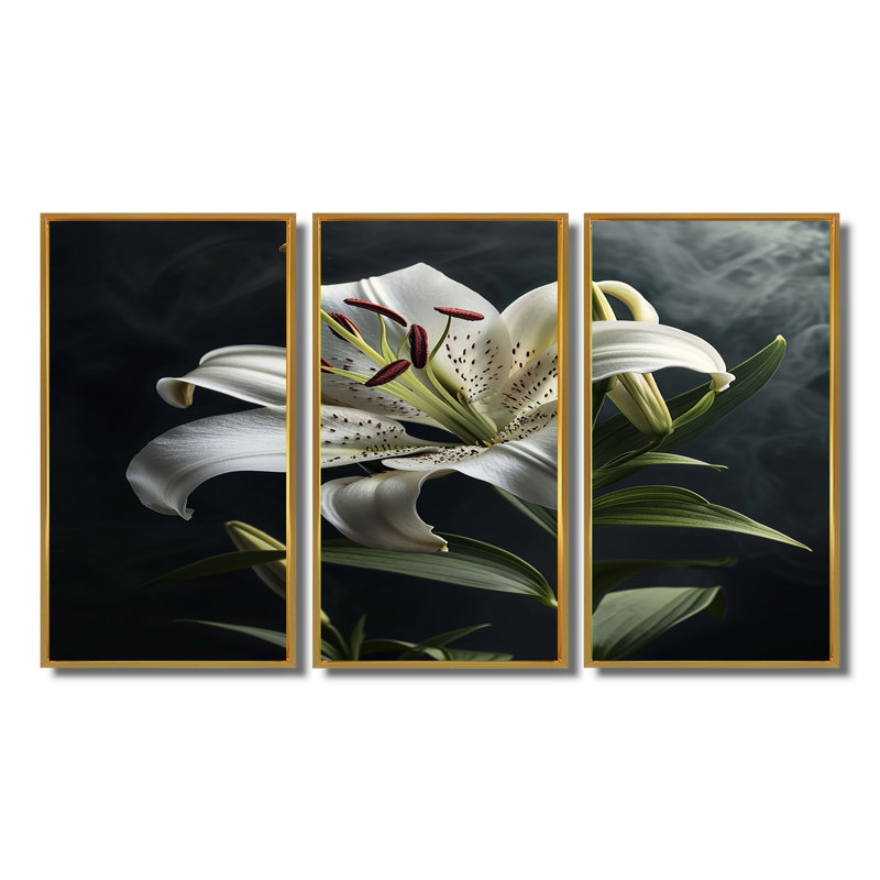 Rowlett - Lily Wall Art Set, Gold Floater Framed, 40" H x 60" W x 1" D