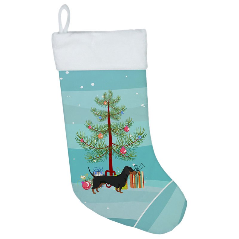 Chaussette de noël joyeux de noël, Teckel noir