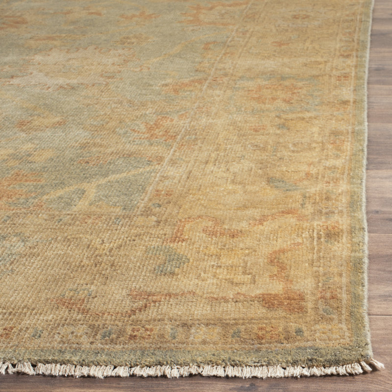 Oushak Nubl Oriental Hand Knotted Wool Dark Green/Brown Area Rug, Runner 3' x 10'
