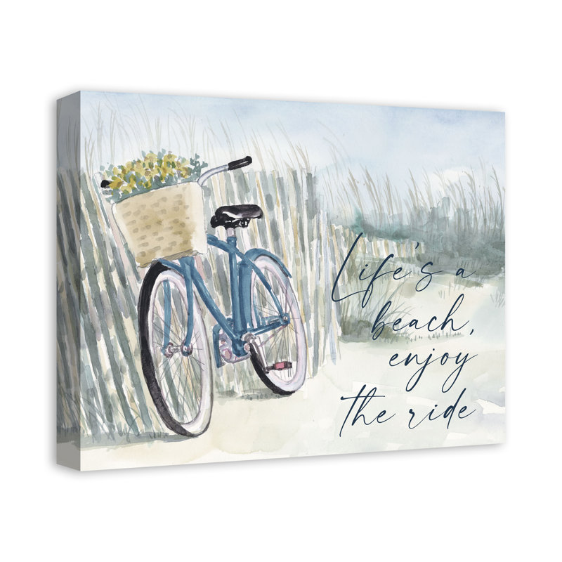 «Bike Lifes a Beach», art textuel sur toile tendue