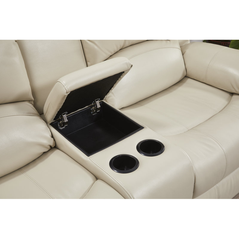 Convergent Faux Leather Reclining Loveseat, Manual, Beige