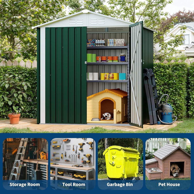 6*4 FT Outdoor Storage Shed,130 Cu Ft Outdoor Tool Shed with Sloped Roof - Weather Resistant, Multi-Use Garden Shed for Bikes, Ladders & Seasonal Items